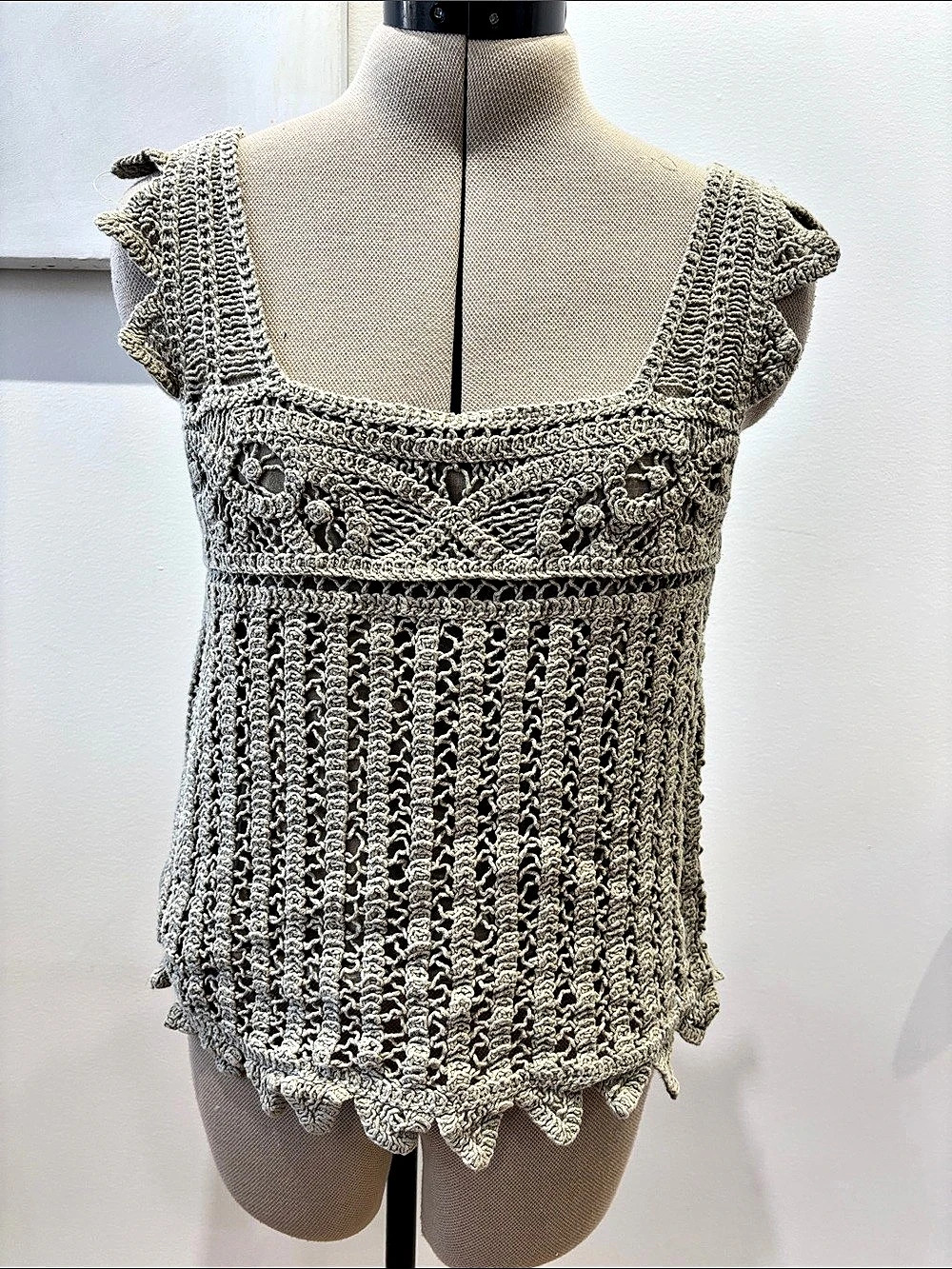 Crochet Tank Top in Gray Like New